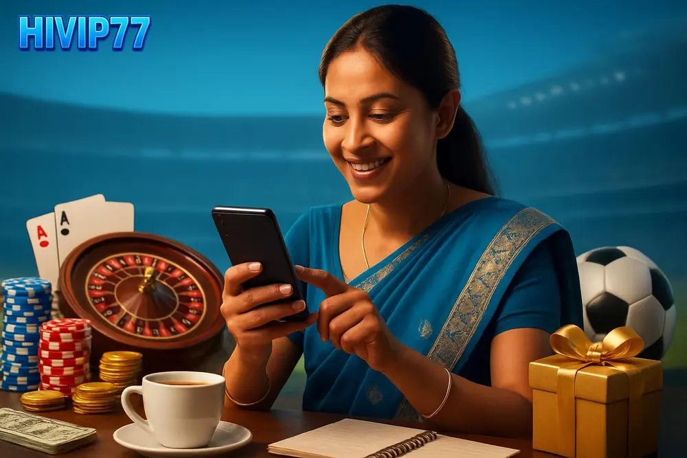 HIVIP77 bKash Deposit โ a Bangladeshi woman smiling while completing a mobile payment on her phone with a cup of tea HIVIP77 bKash Deposit โ a Bangladeshi woman smiling while completing a mobile payment on her phone with a cup of tea